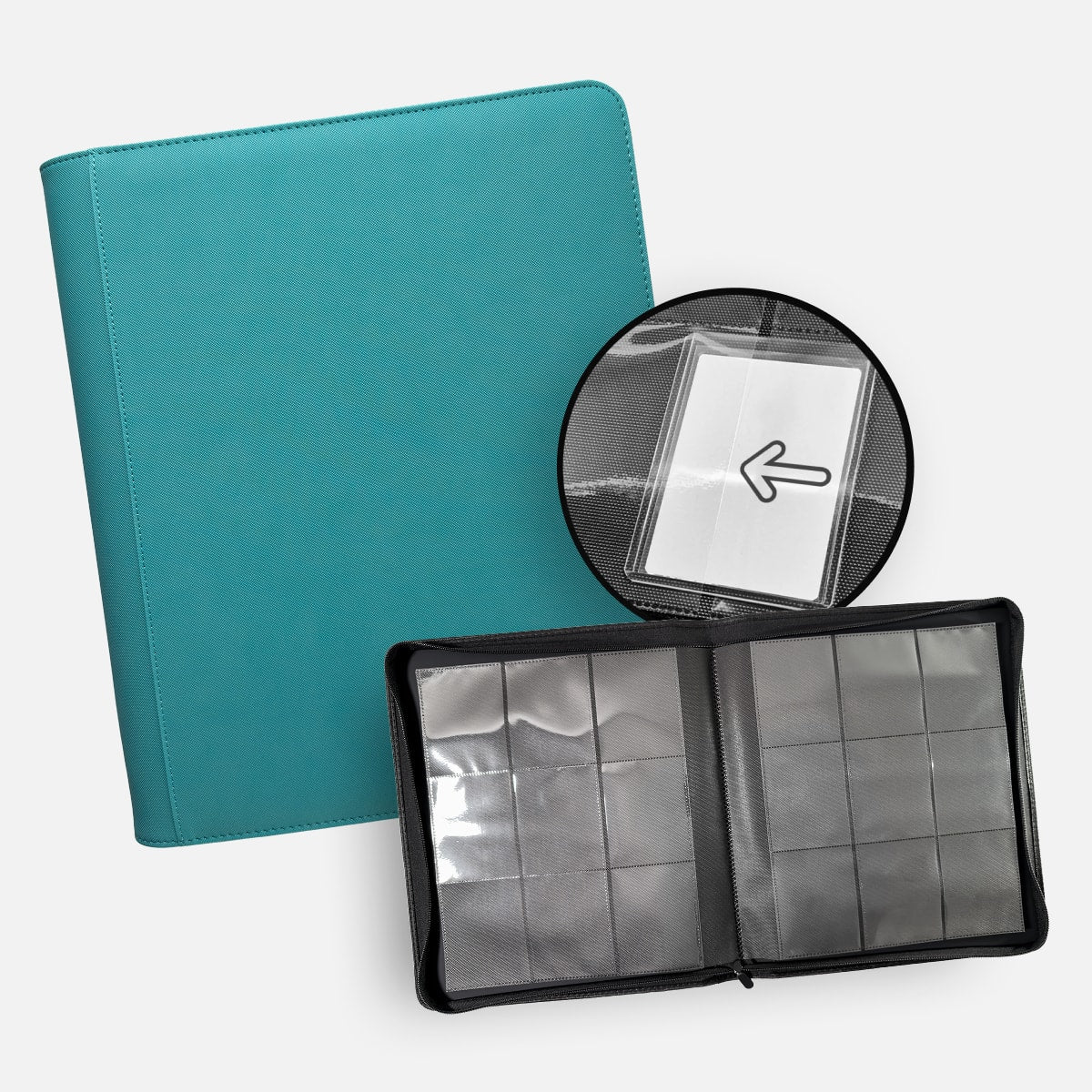9-Pocket Toploader Xenon Binder Turquoise TCG Guru