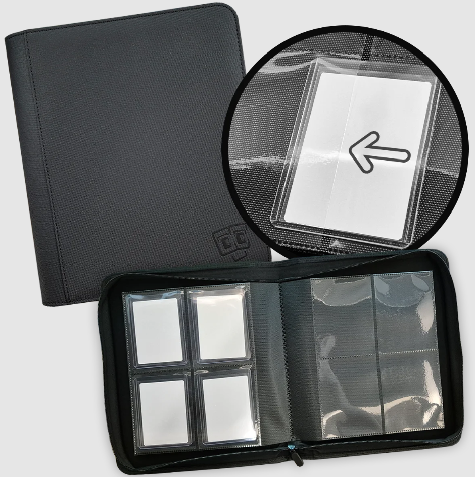 4-Pocket Toploader Leather Binder Black TCG Guru